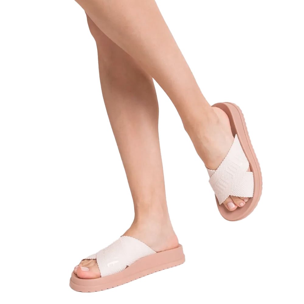 Chinelo Slide Feminino Petite Jolie Flatform Caramelo/Branco Caramelo/Branco 4