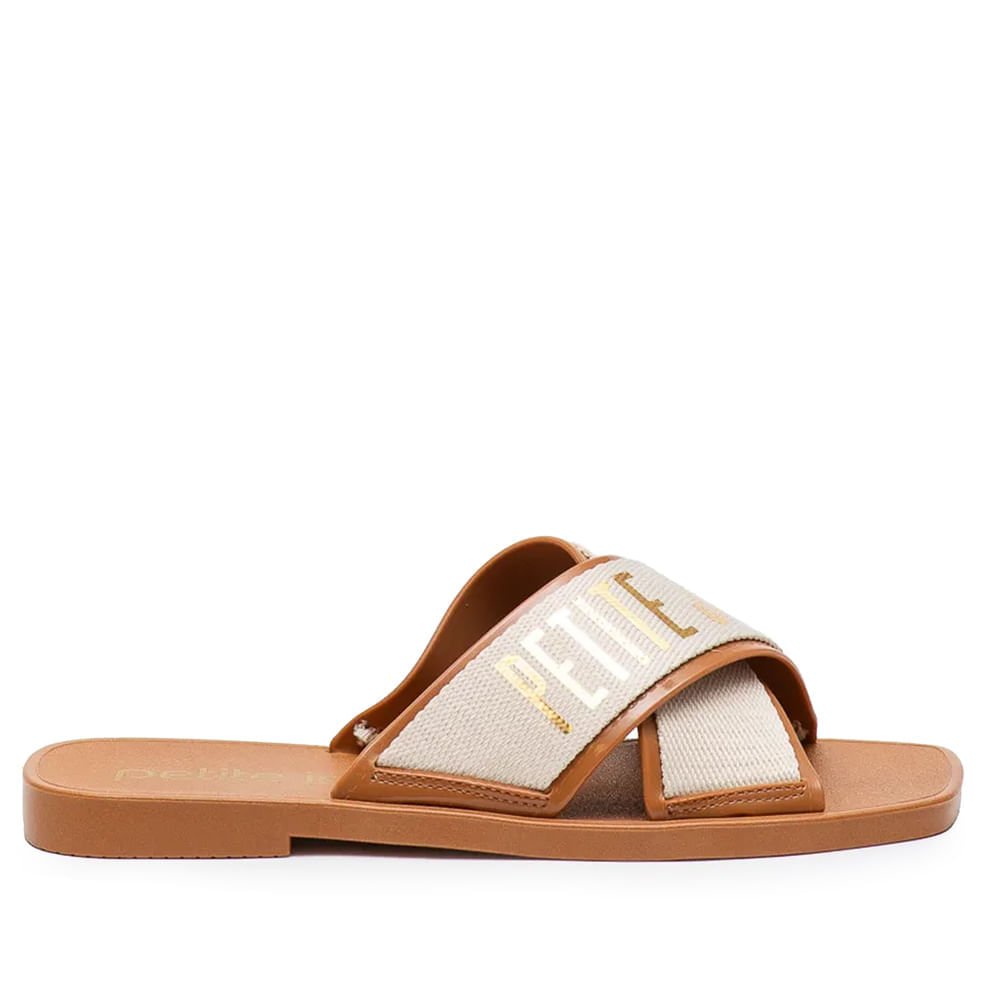 Chinelo Slide Feminino Petite Jolie Caramelo/Dourado Caramelo 2