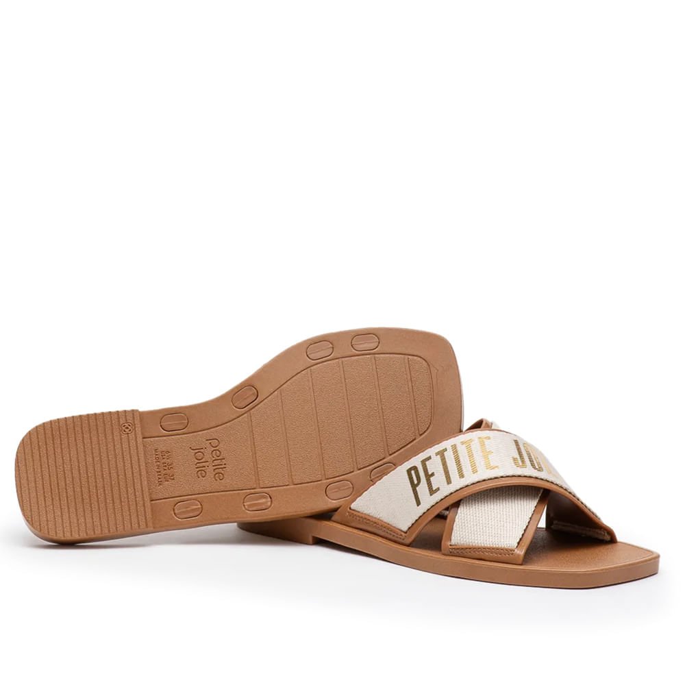 Chinelo Slide Feminino Petite Jolie Caramelo/Dourado Caramelo 4