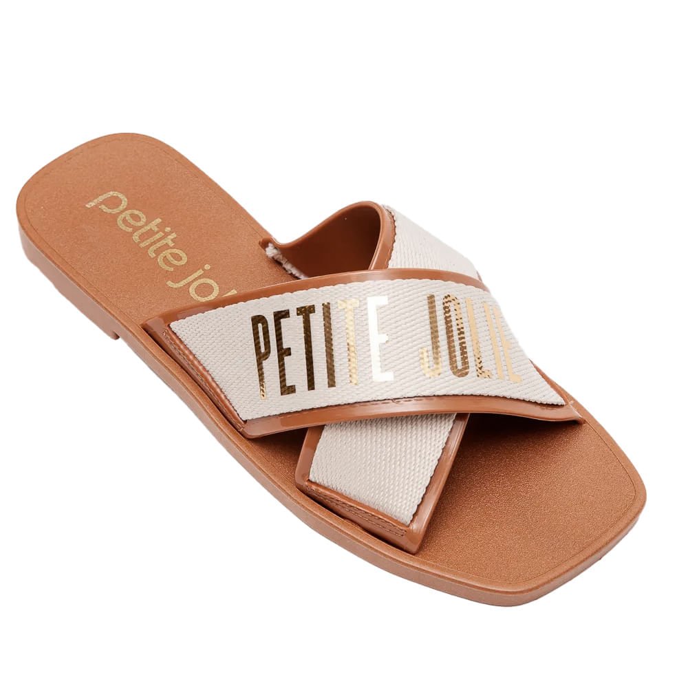 Chinelo Slide Feminino Petite Jolie Caramelo/Dourado Caramelo 3