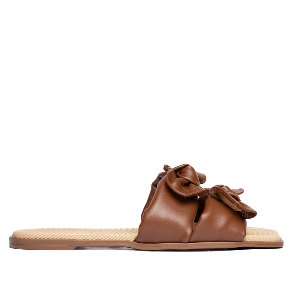 Rasteira Feminina Moleca Tiras com Laços Marrom Marrom 2