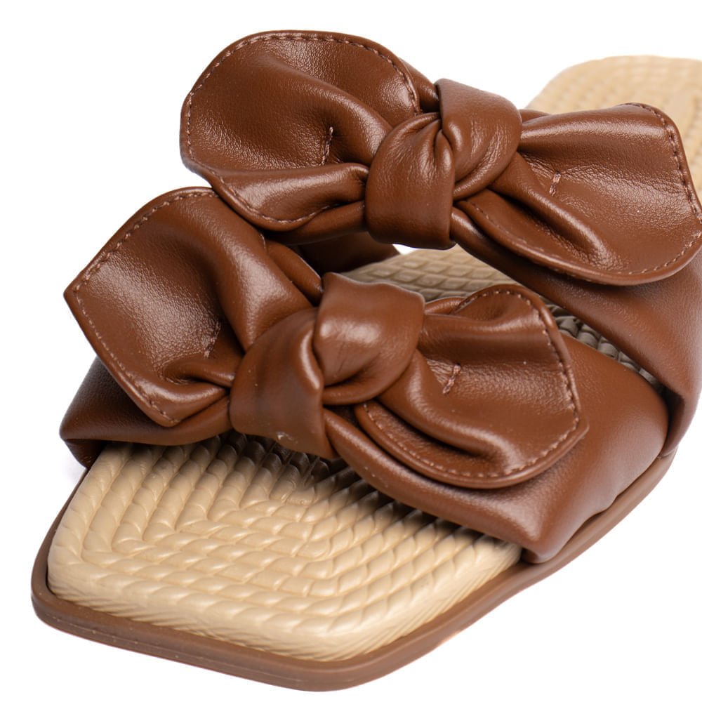 Rasteira Feminina Moleca Tiras com Laços Marrom Marrom 4