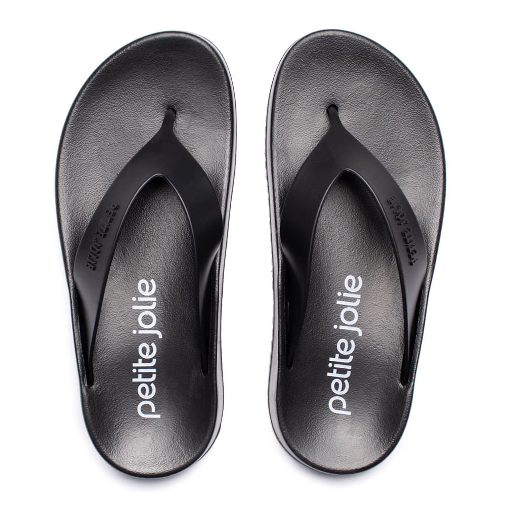 Chinelo Feminino Petite Jolie Tira de Dedo Flatform Preto