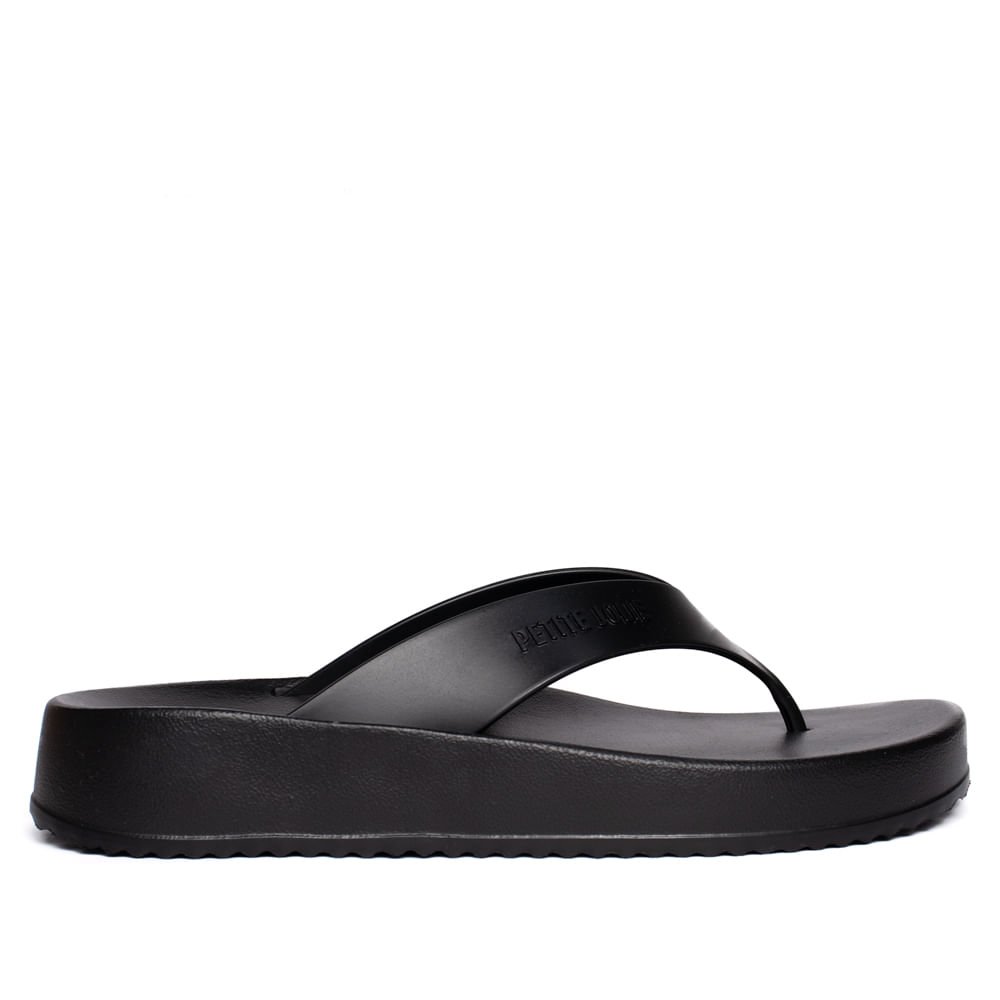 Chinelo Feminino Petite Jolie Tira de Dedo Flatform Preto Preto 2