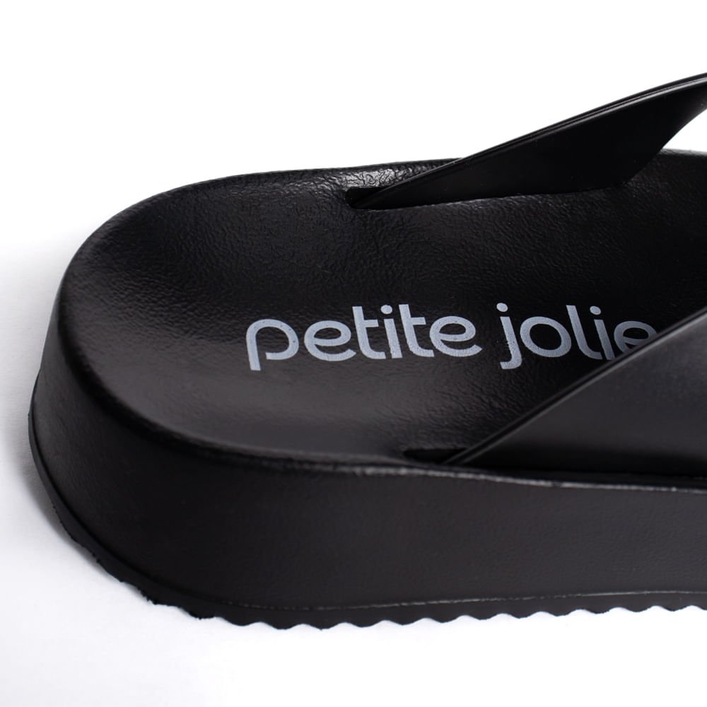 Chinelo Feminino Petite Jolie Tira de Dedo Flatform Preto Preto 5