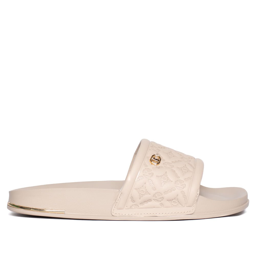 Chinelo Slide Feminino Kolosh Texturizado Bege Bege 2