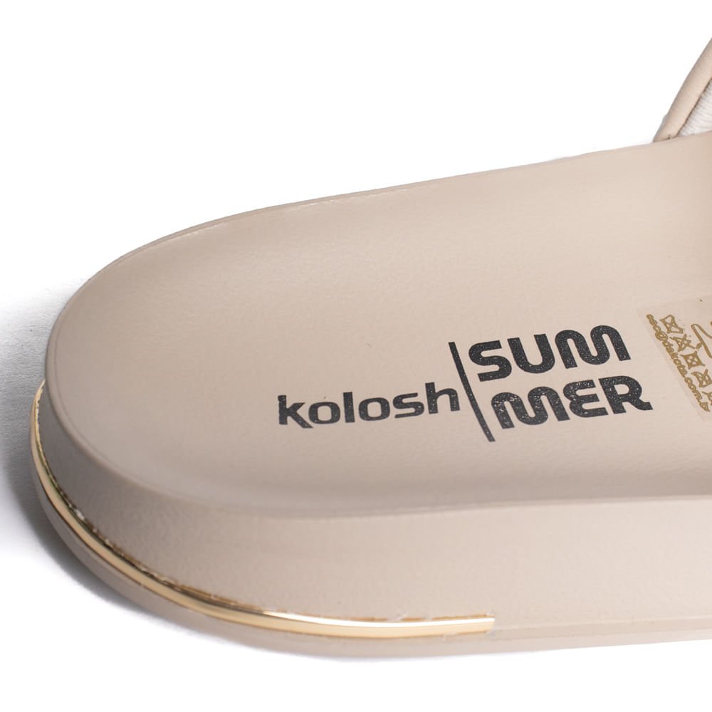 Chinelo Slide Feminino Kolosh Texturizado Bege Bege 5
