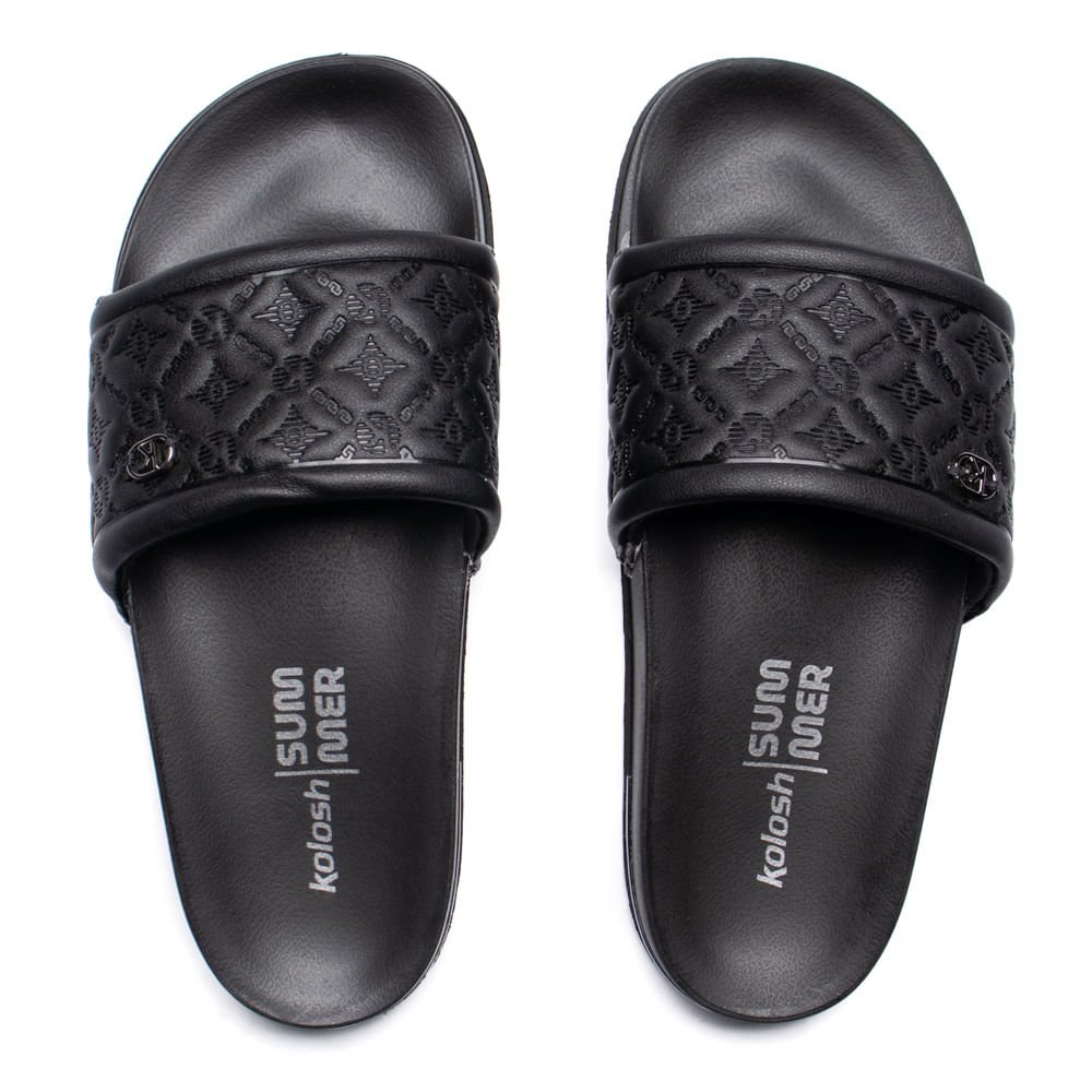 Chinelo Slide Feminino Kolosh Texturizado Preto
