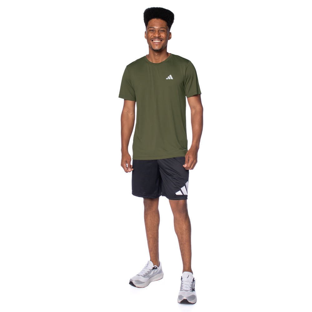 Camiseta Masculina Adidas Own The Run 3 Listras Verde Verde 5