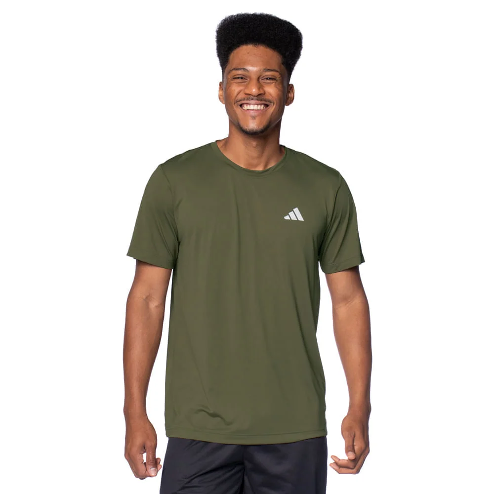 Camiseta Masculina Adidas Own The Run 3 Listras Verde
