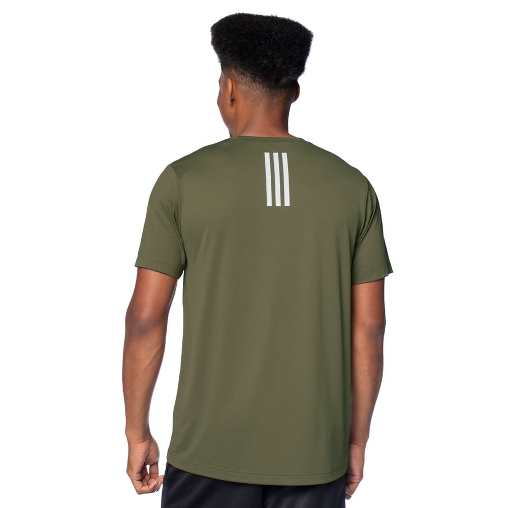 Camiseta Masculina Adidas Own The Run 3 Listras Verde Verde 2