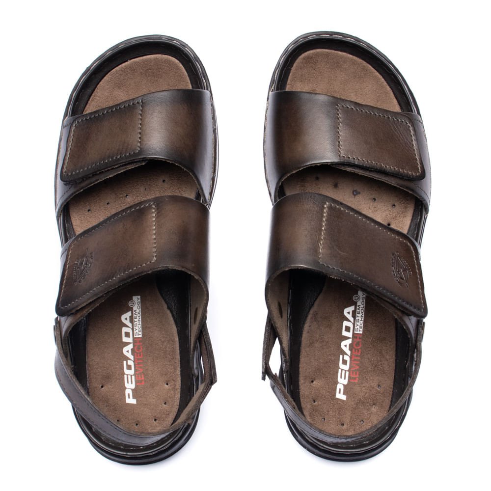 Sandália Masculina Pegada Folie Couro Levitech Marrom Marrom 4