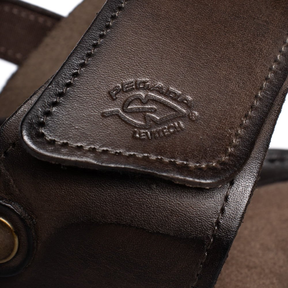 Sandália Masculina Pegada Folie Couro Levitech Marrom Marrom 5