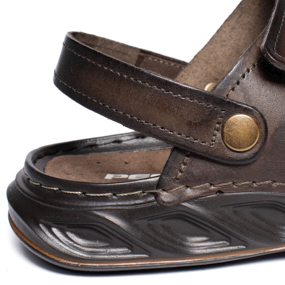 Sandália Masculina Pegada Folie Couro Levitech Marrom Marrom 6