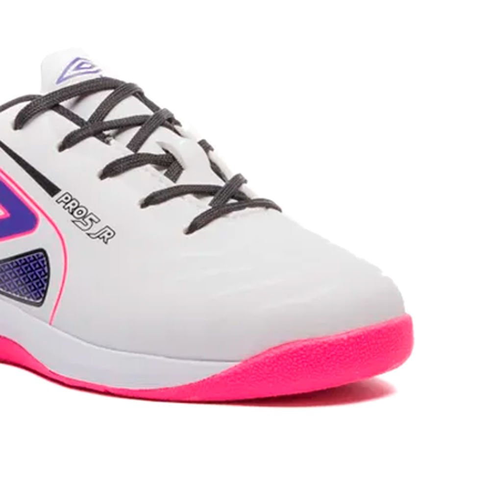 Chuteira Futsal Infantil Umbro Pro 5 Jr Branco/Roxo Branco/Rosa/Roxo 5