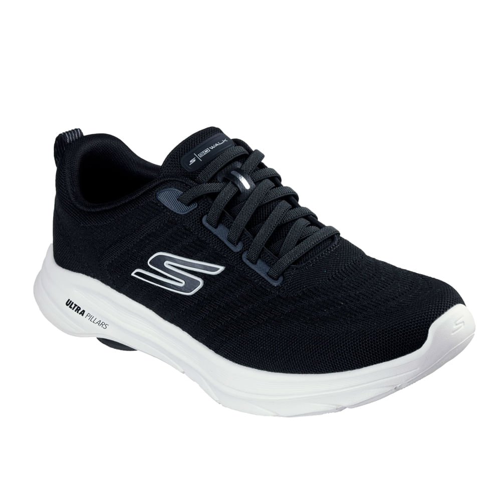 Tênis Masculino Skechers Go Walk 8 Ultra Pillar Preto/Branco Preto/Branco 5