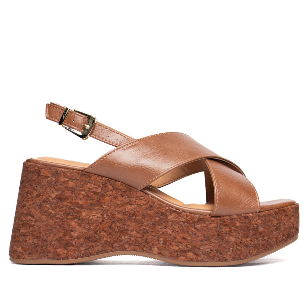 Sandália Feminina Vizzano Anabela Napa Calf Marrom