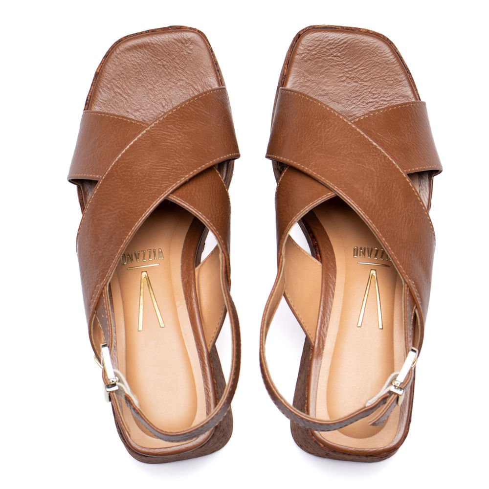 Sandália Feminina Vizzano Anabela Napa Calf Marrom Marrom 4
