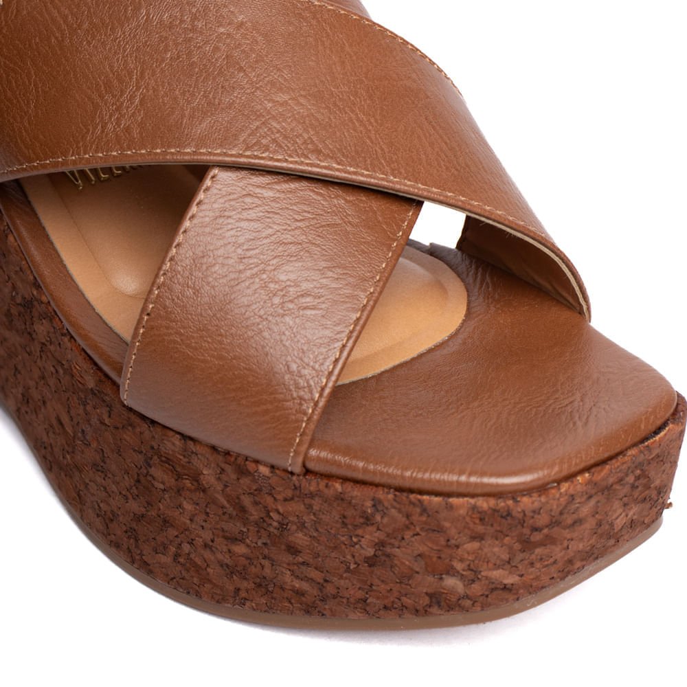 Sandália Feminina Vizzano Anabela Napa Calf Marrom Marrom 5