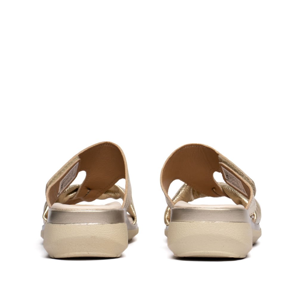 Tamanco Feminino Pegada Couro Super Soft Laço Dourado Dourado 3