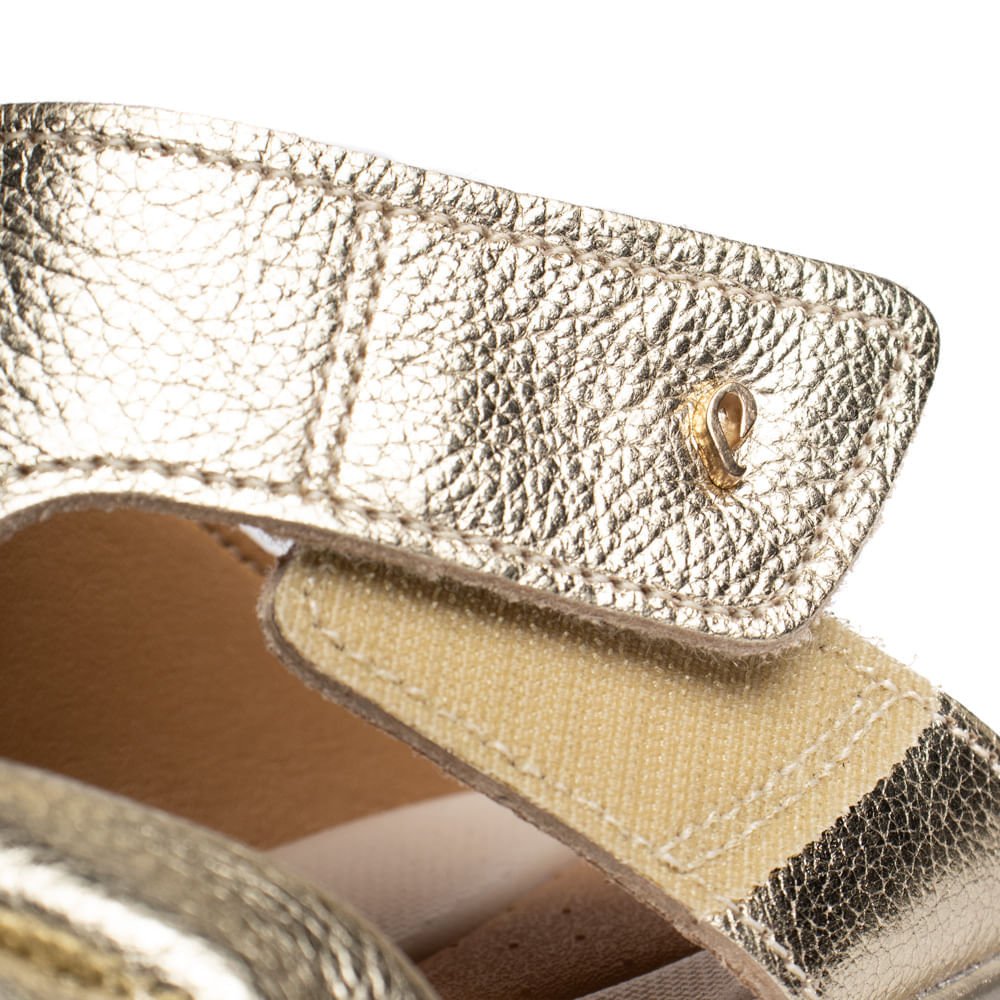 Tamanco Feminino Pegada Couro Super Soft Laço Dourado Dourado 6