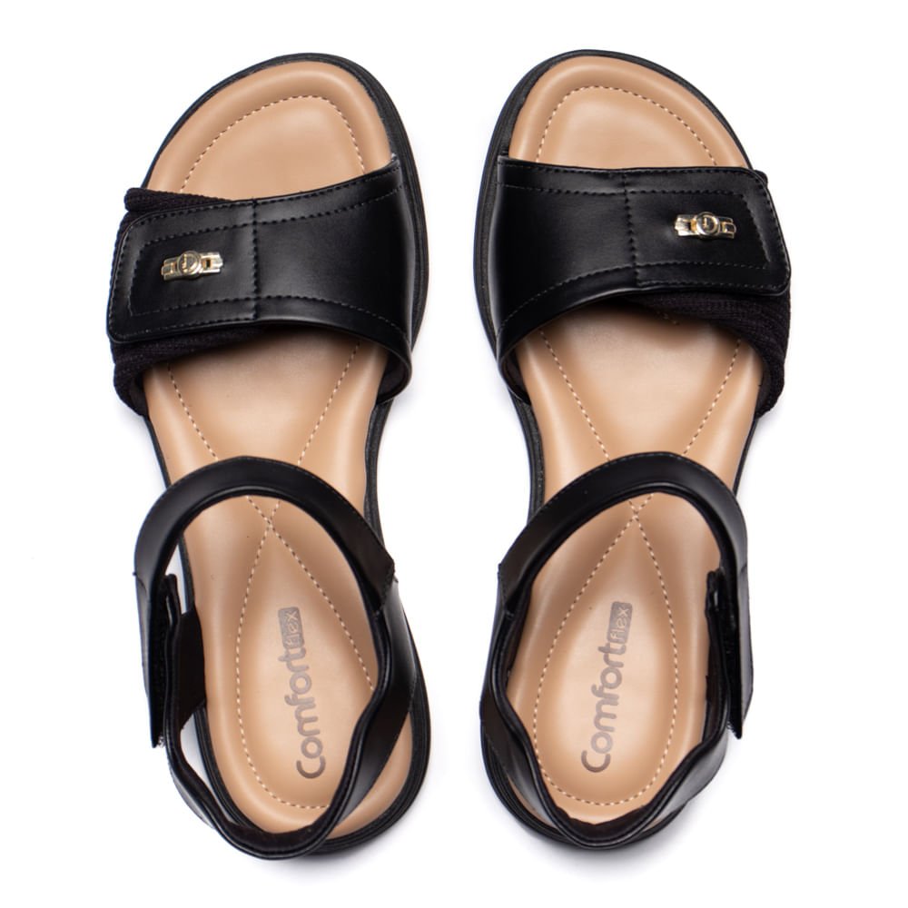 Sandália Feminina Comfortflex Conforto Anatômico Preto Preto 4