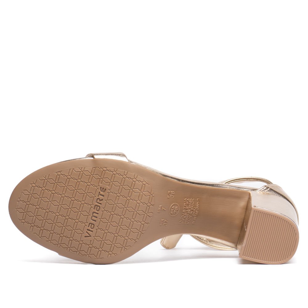 Sandália Feminina Via Marte Salto Bloco Dourado Dourado 2