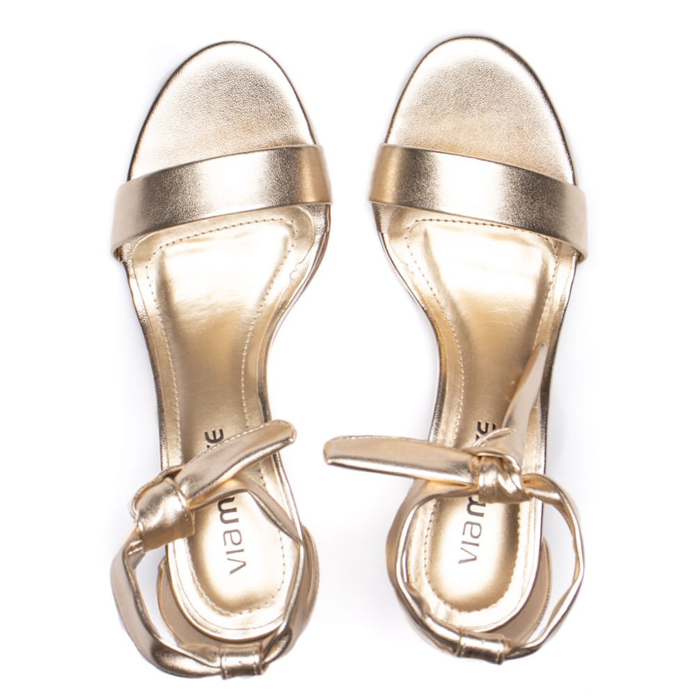 Sandália Feminina Via Marte Salto Bloco Dourado Dourado 4