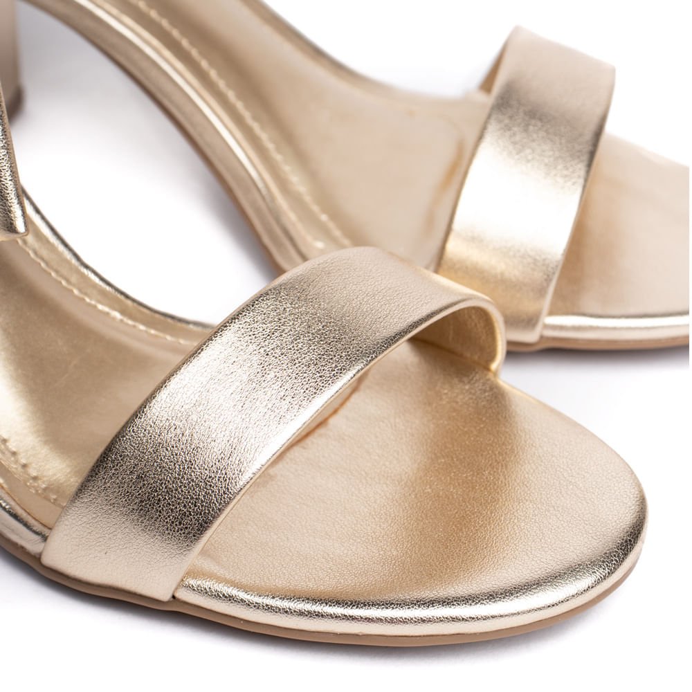 Sandália Feminina Via Marte Salto Bloco Dourado Dourado 5