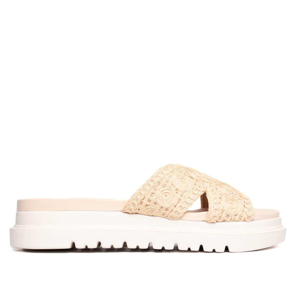 Tamanco Feminino Modare Gáspia Bordada Bege/Branco