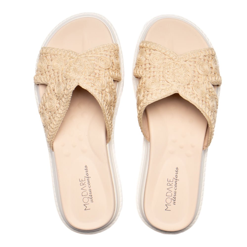 Tamanco Feminino Modare Gáspia Bordada Bege/Branco Bege/Branco 4