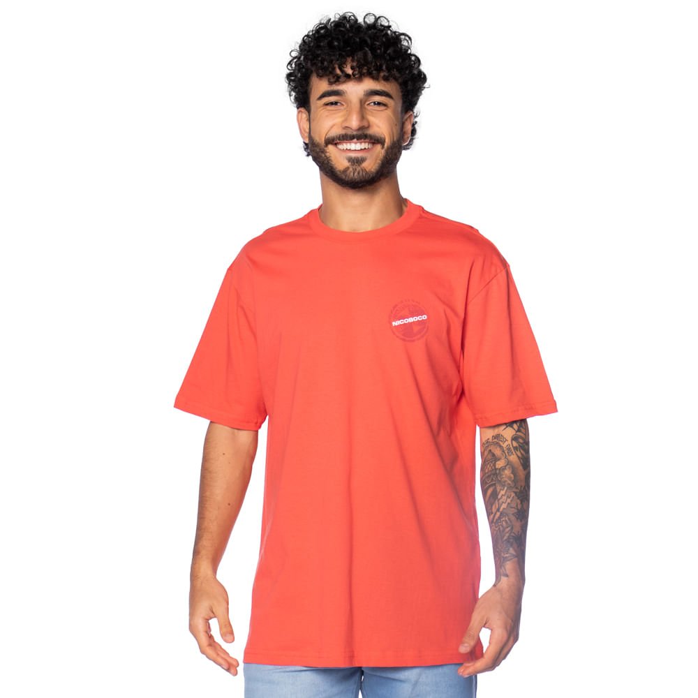 Camiseta Masculina Nicoboco Estampa Circular Coral Coral 1