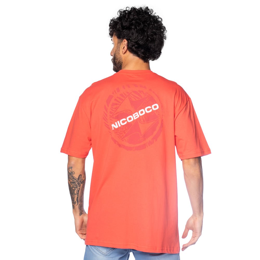 Camiseta Masculina Nicoboco Estampa Circular Coral Coral 2