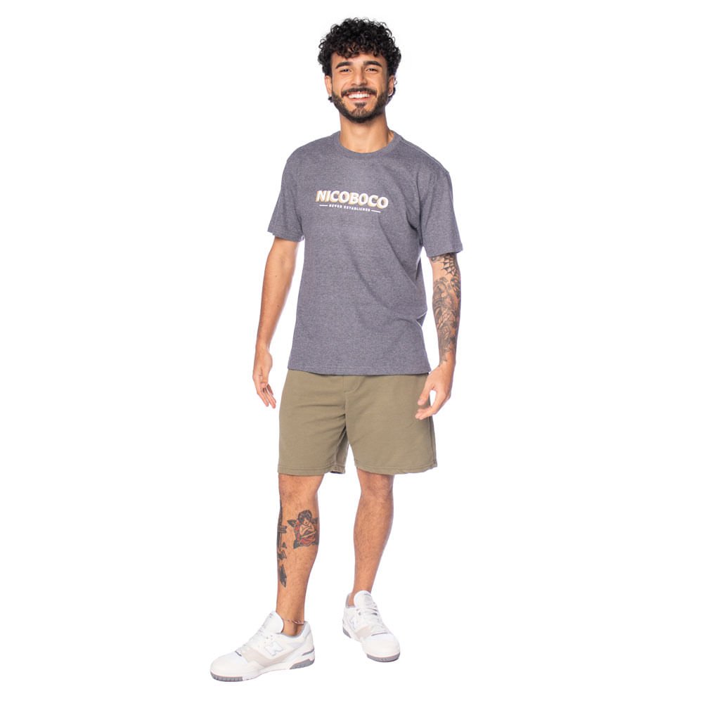 Camiseta Masculina Nicoboco Logo Emborrachado Cinza Escuro Cinza 4