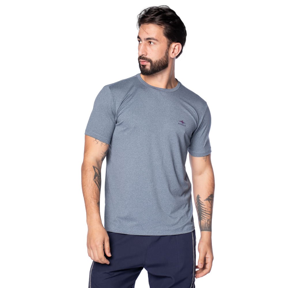 Camiseta Masculina Nicoboco Slim Fit Logo Azul Mescla