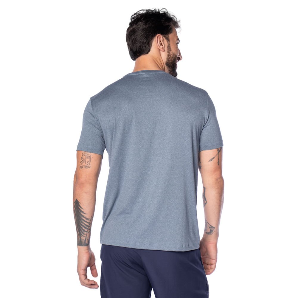 Camiseta Masculina Nicoboco Slim Fit Logo Azul Mescla Cinza 2