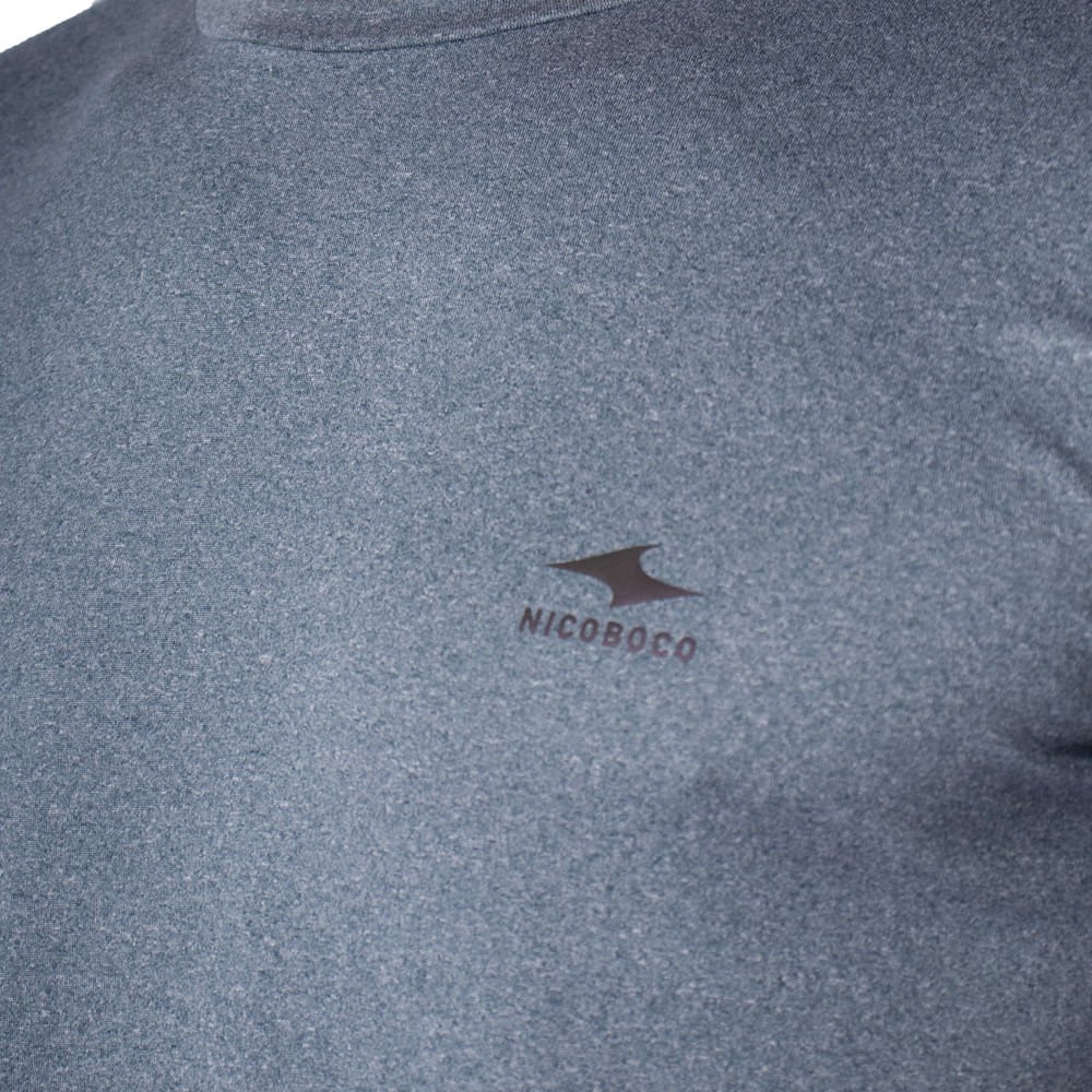 Camiseta Masculina Nicoboco Slim Fit Logo Azul Mescla Cinza 3