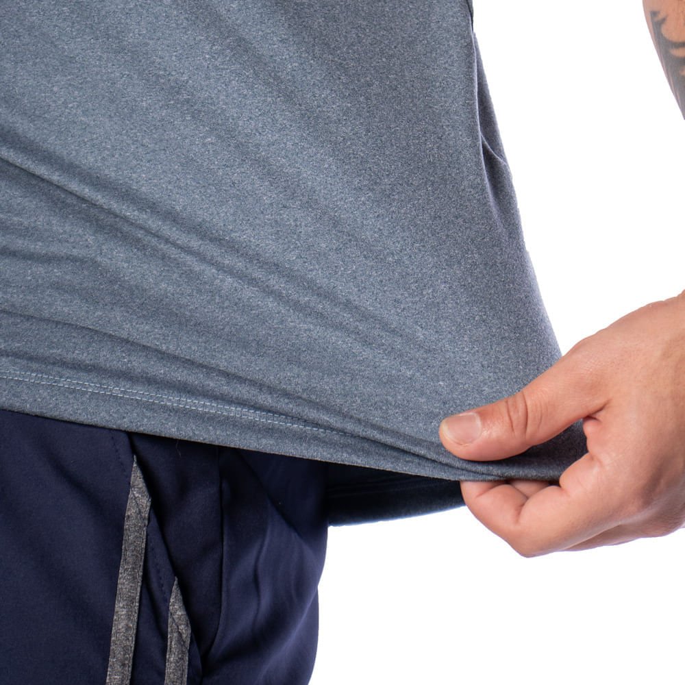 Camiseta Masculina Nicoboco Slim Fit Logo Azul Mescla Cinza 4