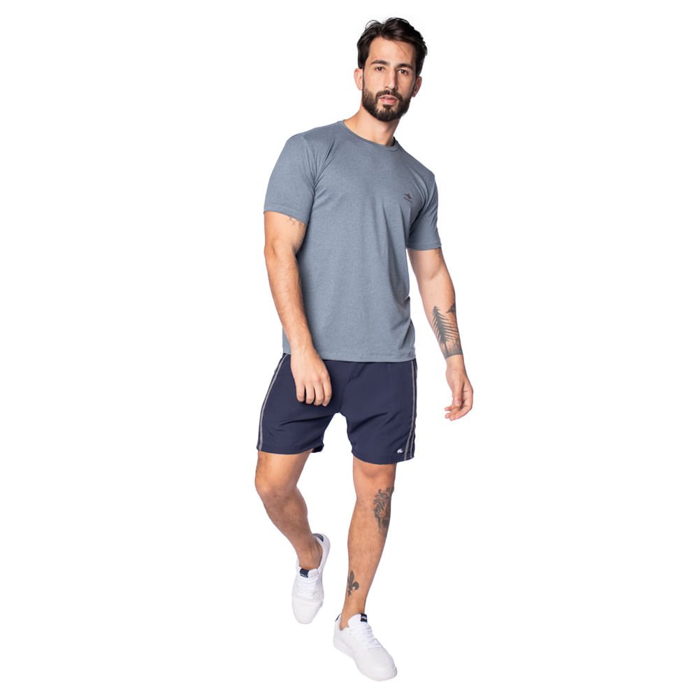 Camiseta Masculina Nicoboco Slim Fit Logo Azul Mescla Cinza 5