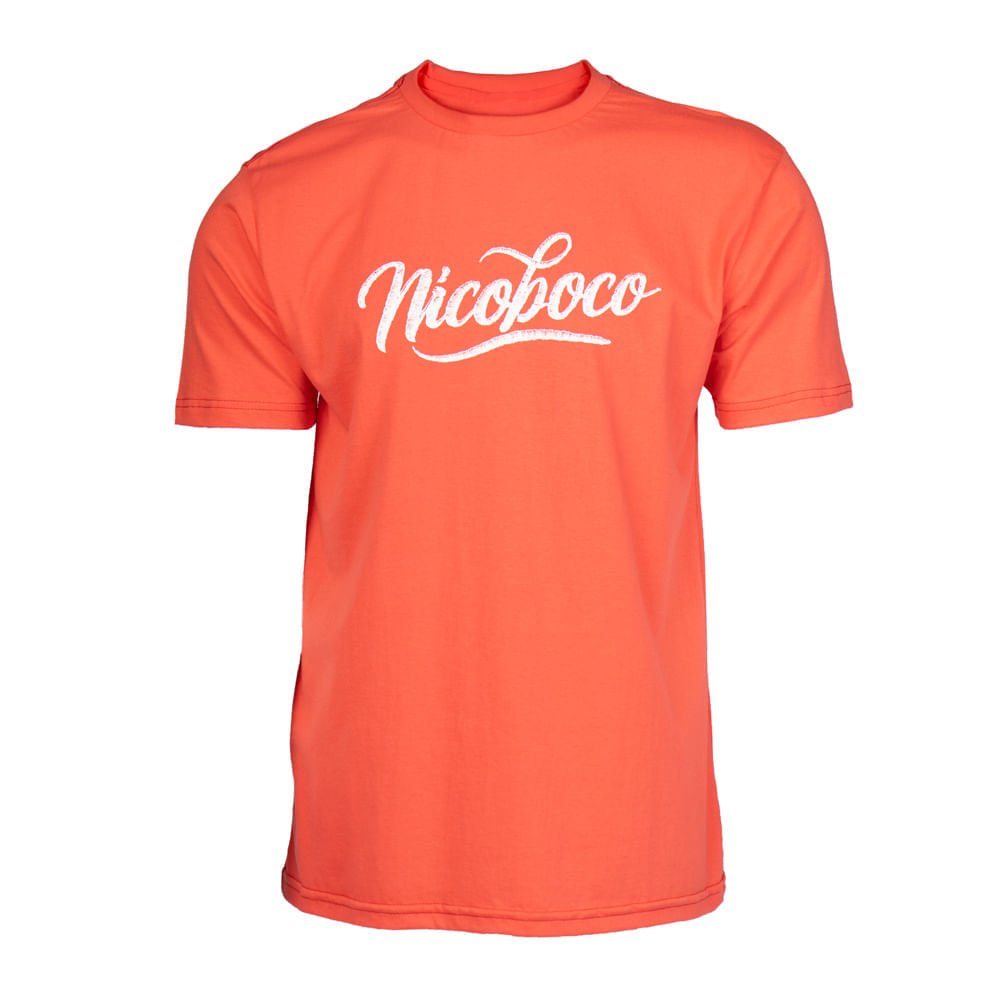 Camiseta Masculina Nicoboco Logo Cursivo Coral