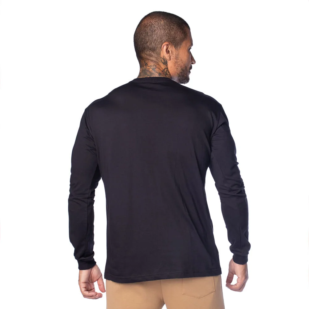 Camiseta Manga Longa Masculina Over Surf Preta Preto 2