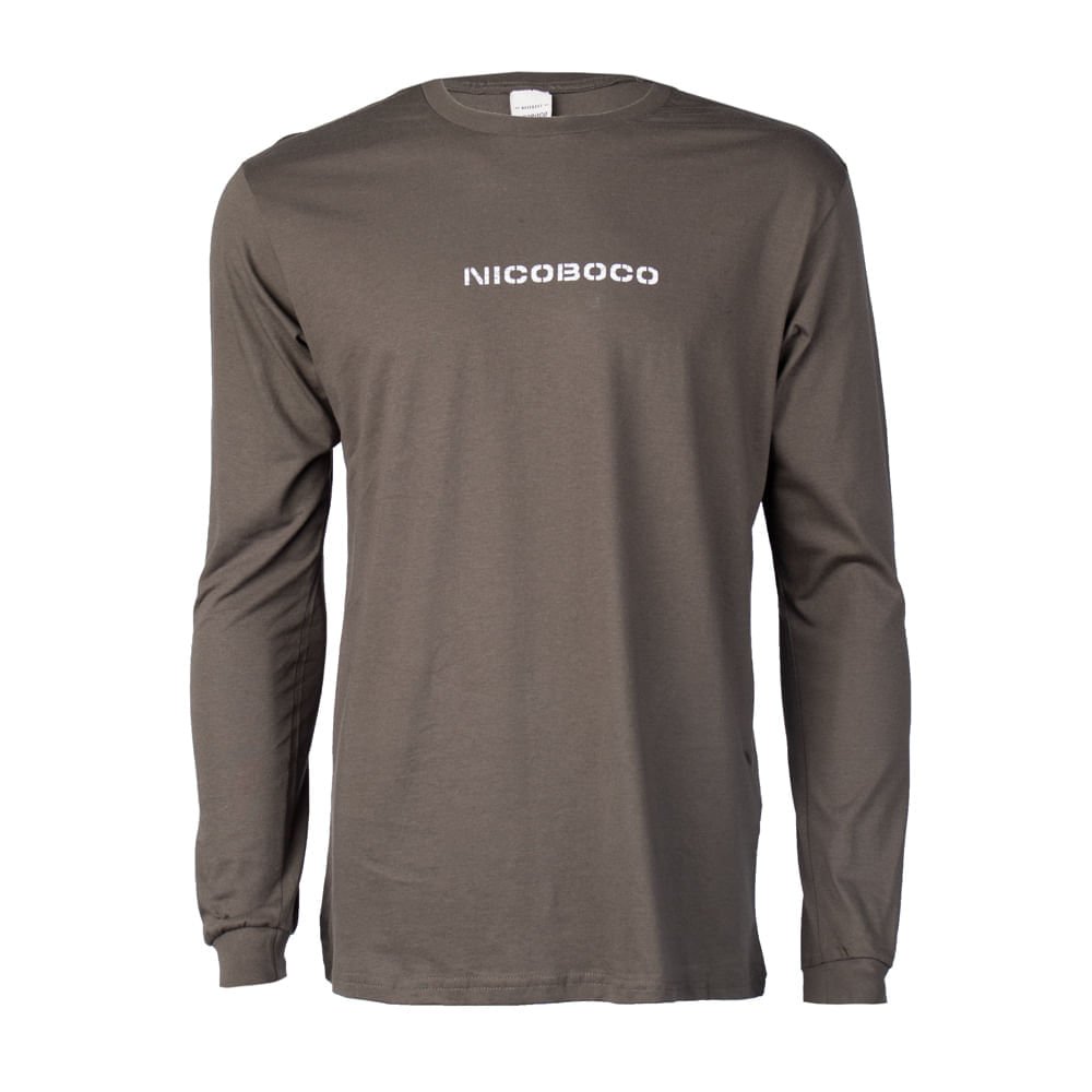 Camiseta Masculina Nicoboco Manga Longa Estampa Costas Cinza Escuro