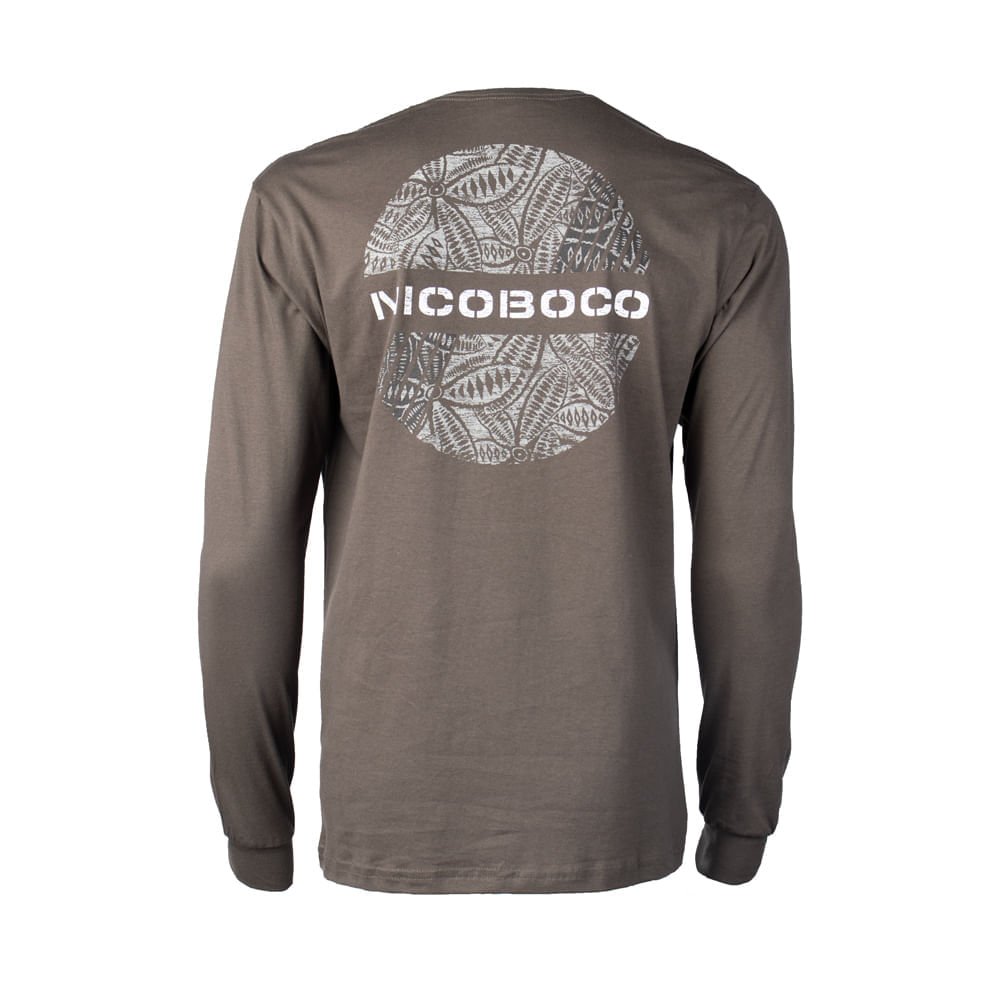 Camiseta Masculina Nicoboco Manga Longa Estampa Costas Cinza Escuro Cinza Escuro 2