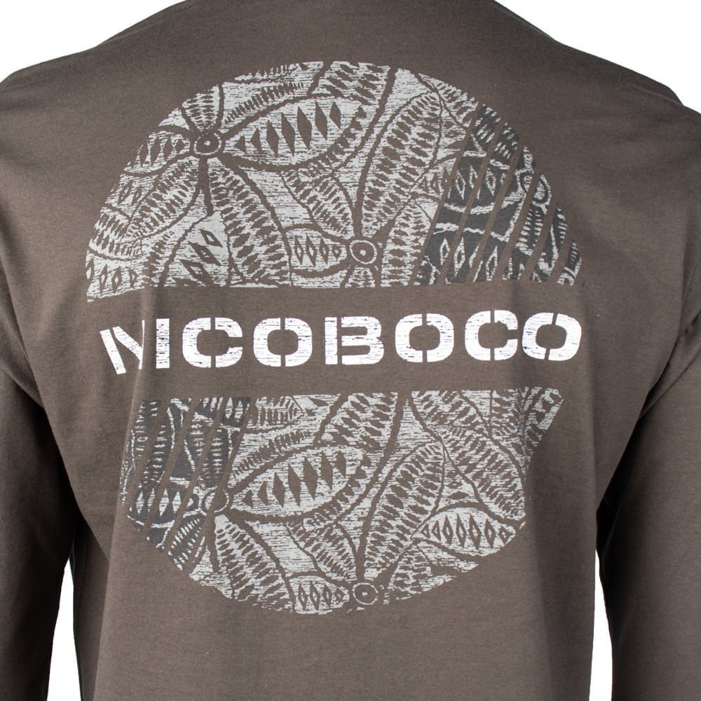 Camiseta Masculina Nicoboco Manga Longa Estampa Costas Cinza Escuro Cinza Escuro 3