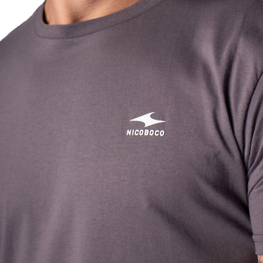 Camiseta Masculina Nicoboco Logo Emborrachado Cinza Cinza 2