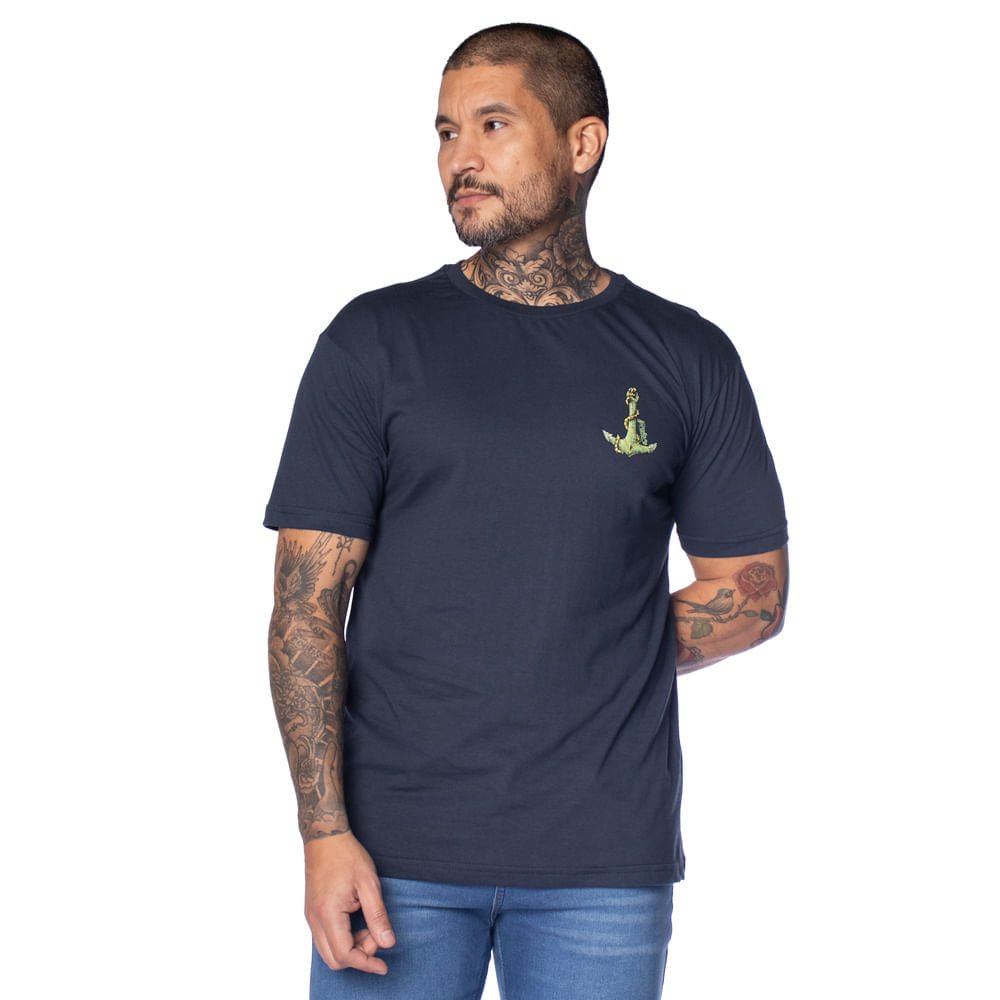 Camiseta Masculina Nicoboco Logo Frontal Marinho