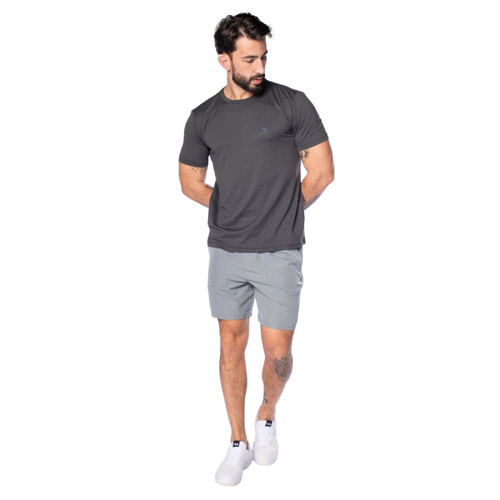 Camiseta Masculina Nicoboco Slim Fit Logo Preto Mescla Cinza 4