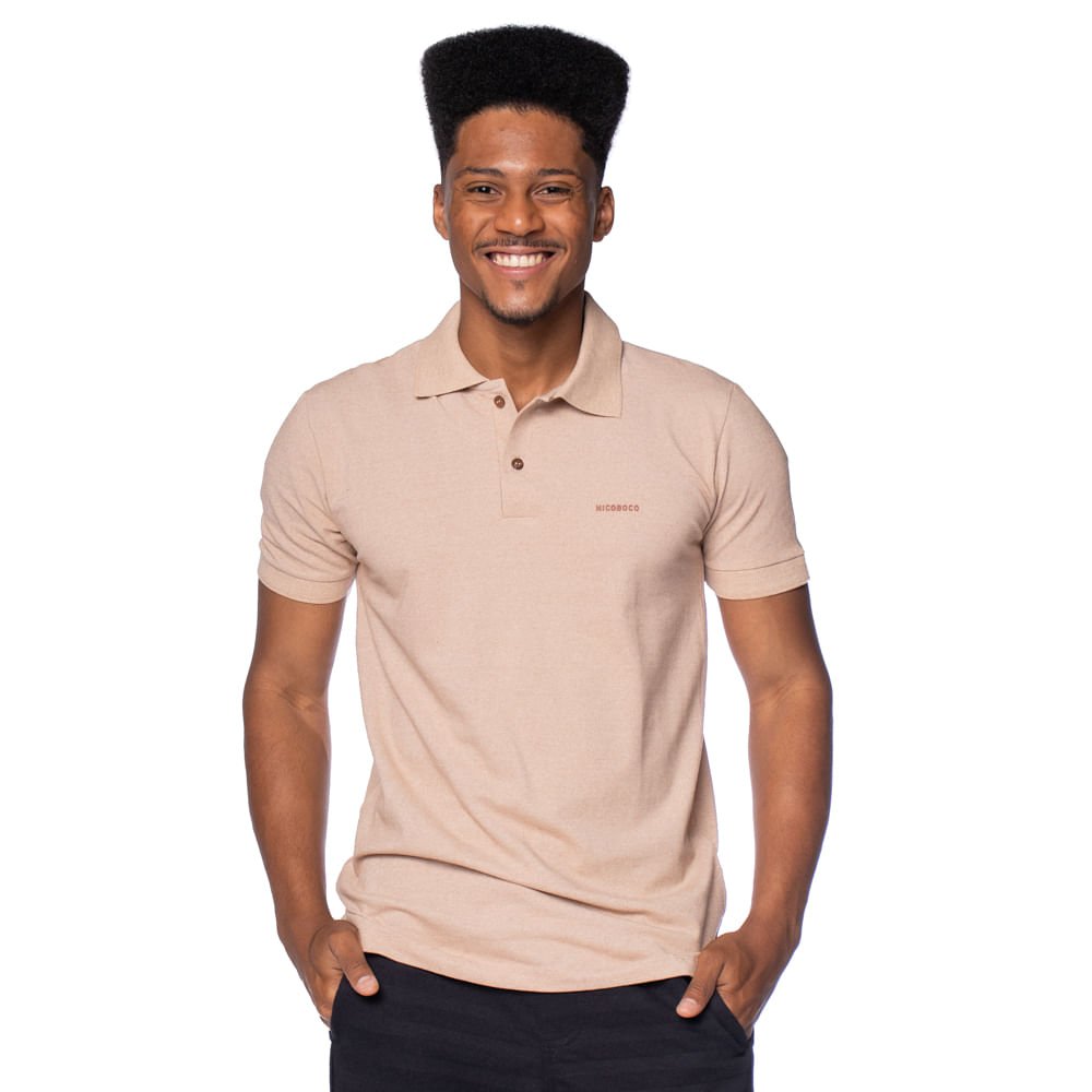 Camisa Polo Masculina Nicoboco Slim Fit Bege