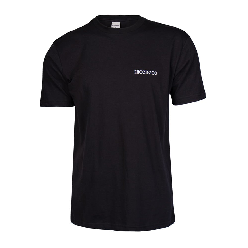 Camiseta Masculina Nicoboco Surf Logo Estampado Preto/Branco