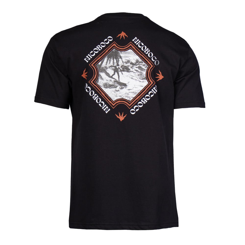 Camiseta Masculina Nicoboco Surf Logo Estampado Preto/Branco Preto 2
